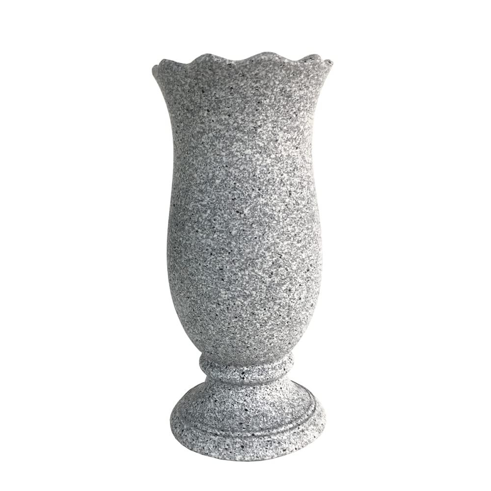 Cemetery Grave Vase Decoration – Marble Color, Ground Spikes & Flower Foam Inclu