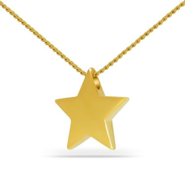 Star Gold Steel Keepsake Pendant/Necklace Funeral Cremation Urn