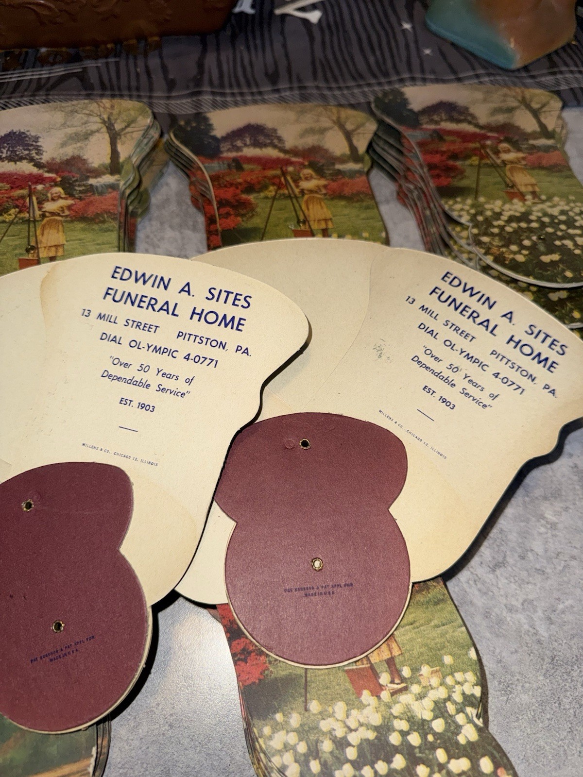 Lot of 25 Vintage Funeral Home Fans Edwin A States Funeral Home Pittston Paaa
