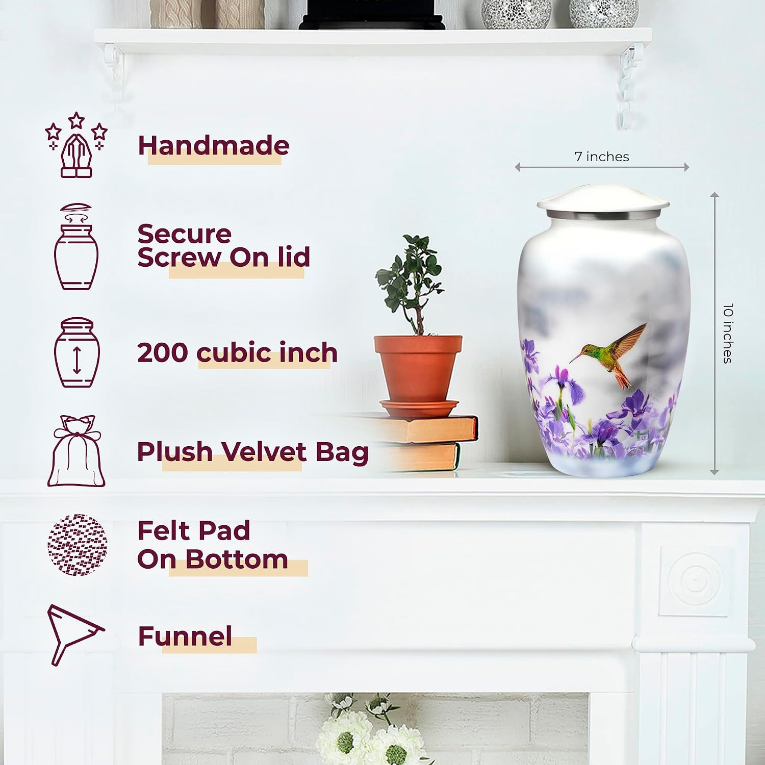 Cremation Urns for Human Ashes Adult Female, Decorative Burial Urn for Men & Wom