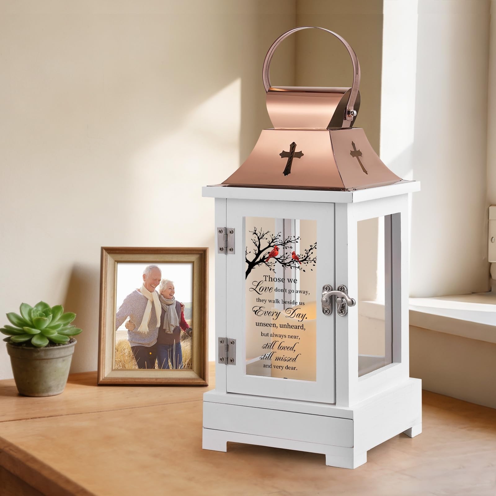 Memorial Lantern with Keepsake Drawer – Sympathy Gifts for Loss of Loved One