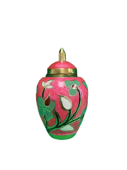 Pink and Gold Flowers Cremation Keepsake Urn