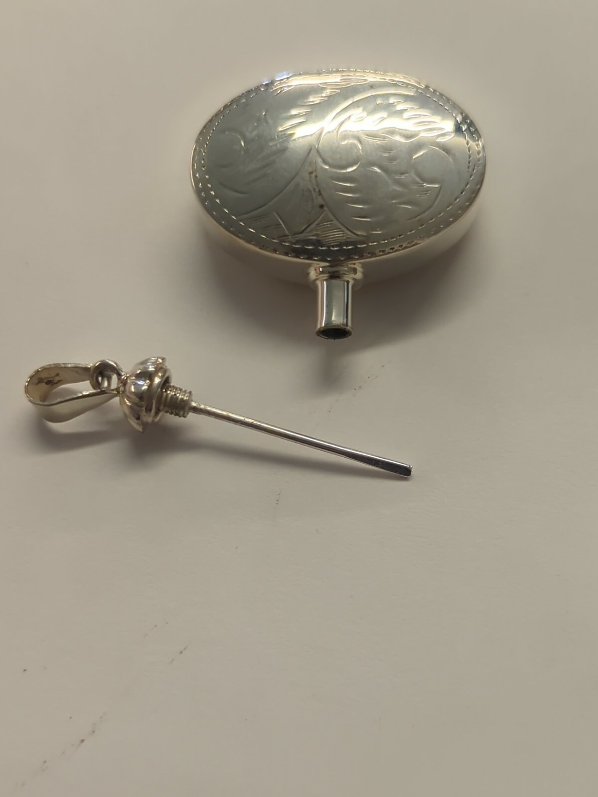 Oval Memorial Urn Necklace Ashes Creamation Perfume Pendant 925 Sterling Silver