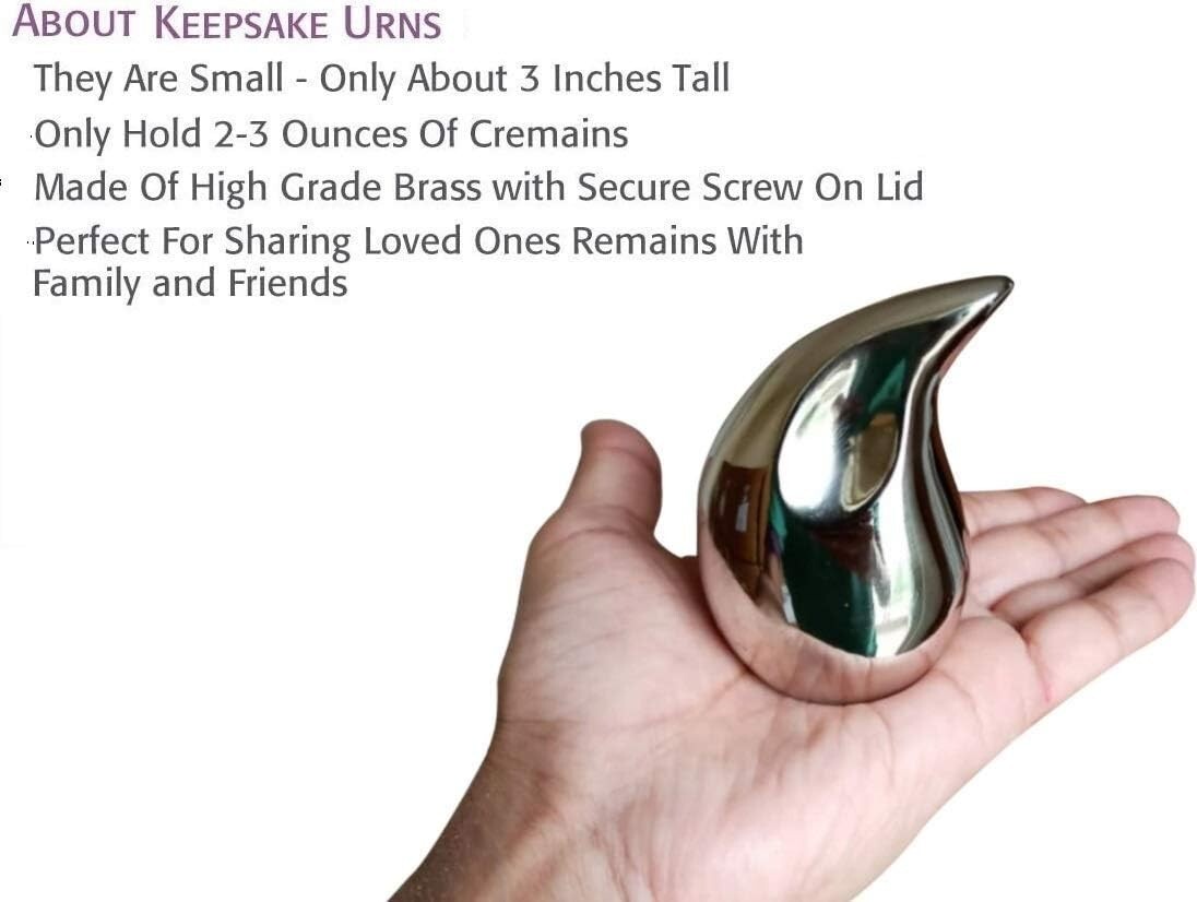 Set of 4 Unique Silver Teardrop Small Cremation Urns for Human Ashes Adult fo…