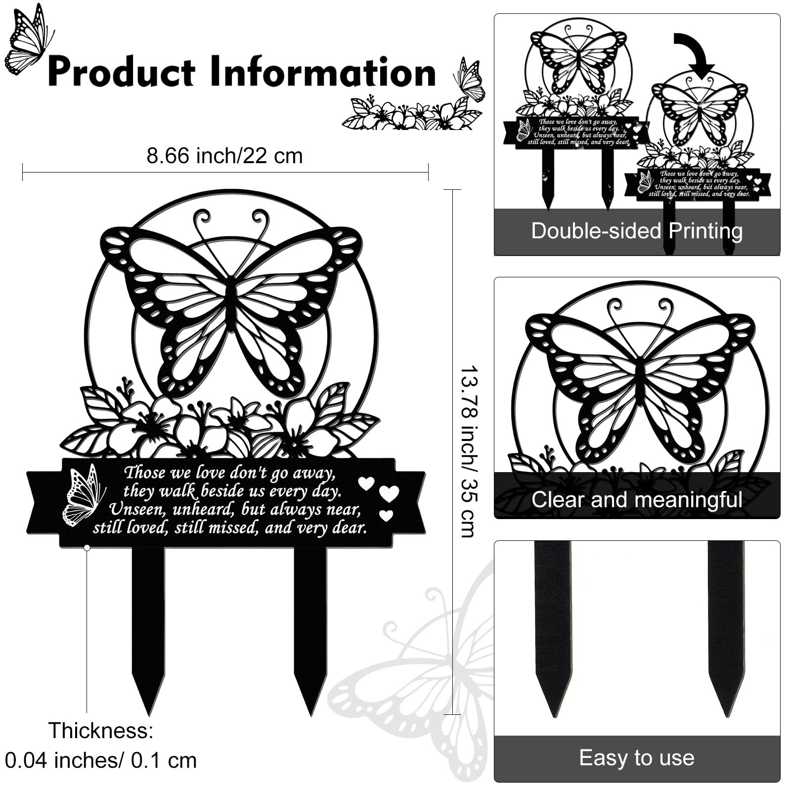 Butterfly Memorial Stake Decorations for Dad Cemetery Memorial Plaques for Gr…