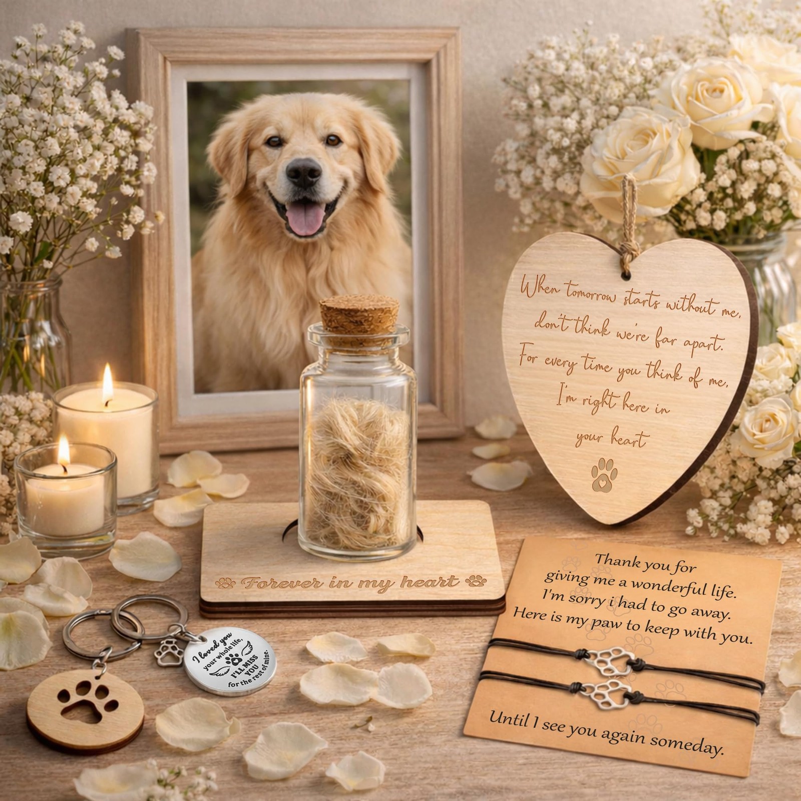 Pet Memorial 5in1 Keepsake Ashes, Fur, Hair for Dog & Cat Loss Remembrance
