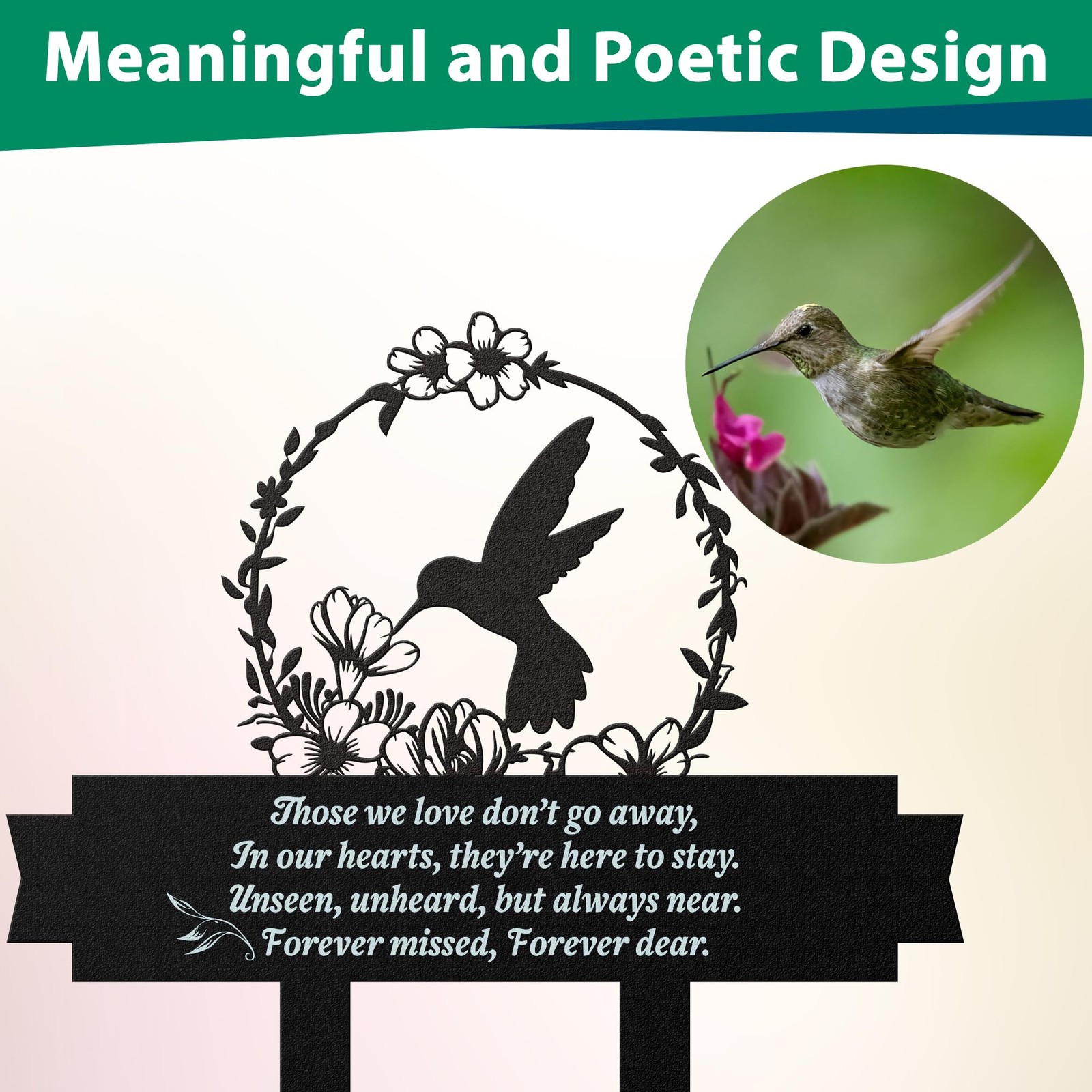 Memorial Stakes for Graves Hummingbird Metal Plaques & Cemetery Decorations