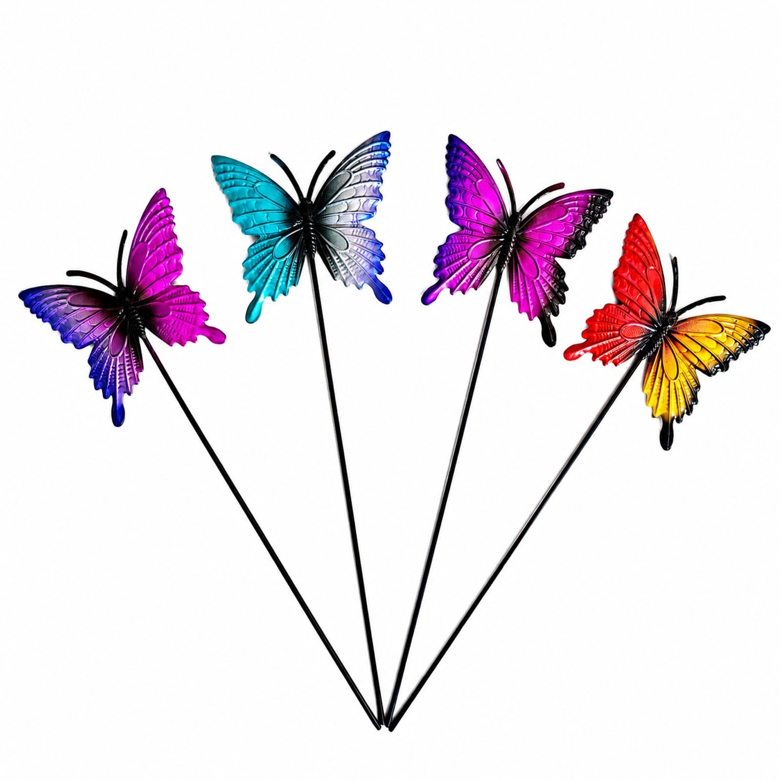 Outdoor Garden Decor Metal Butterfly Stakes 4pack ，Spring Summer Metal Courty…