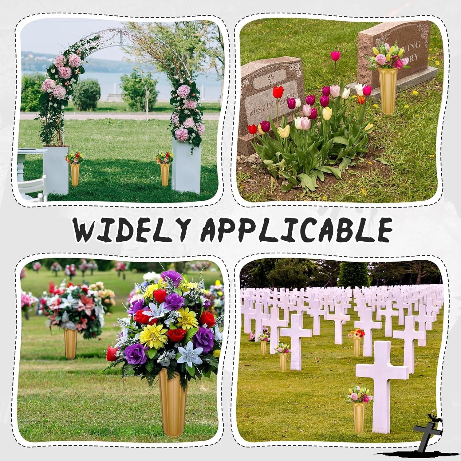 12 Pcs Plastic Cemetery Vases with Spikes Memorial Flower Vase Cemetery Grave…