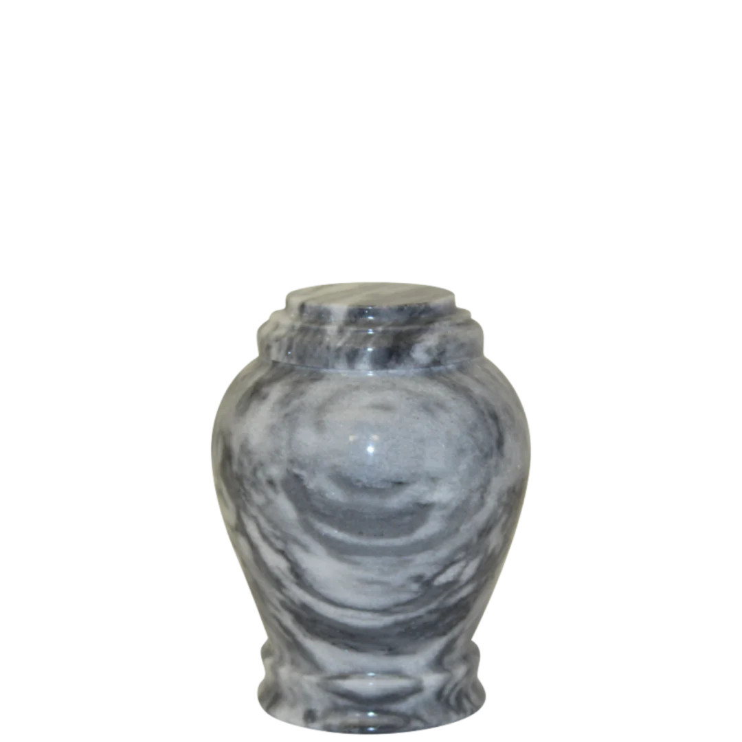 Small/Keepsake 15 Cubic Inches Embrace Cashmere Gray Marble Funeral Cremation Ur