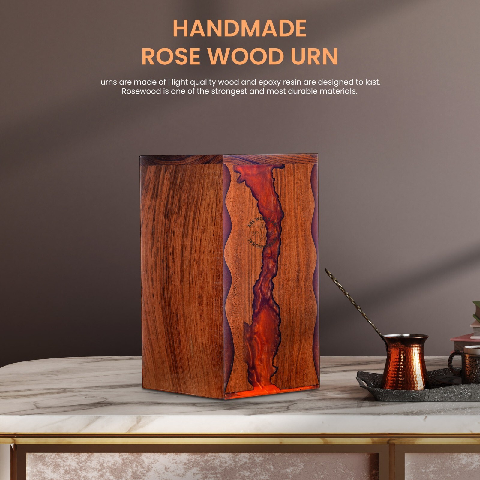 Cremation Urns for Human Ashes | Red Shadow Resin Epoxy and Wood Urns for Ashes