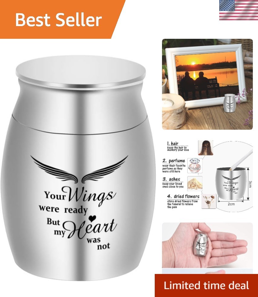 Durable Mini Cremation Urn for Human Ashes – Secure Threaded Lid & Velvet Pouch