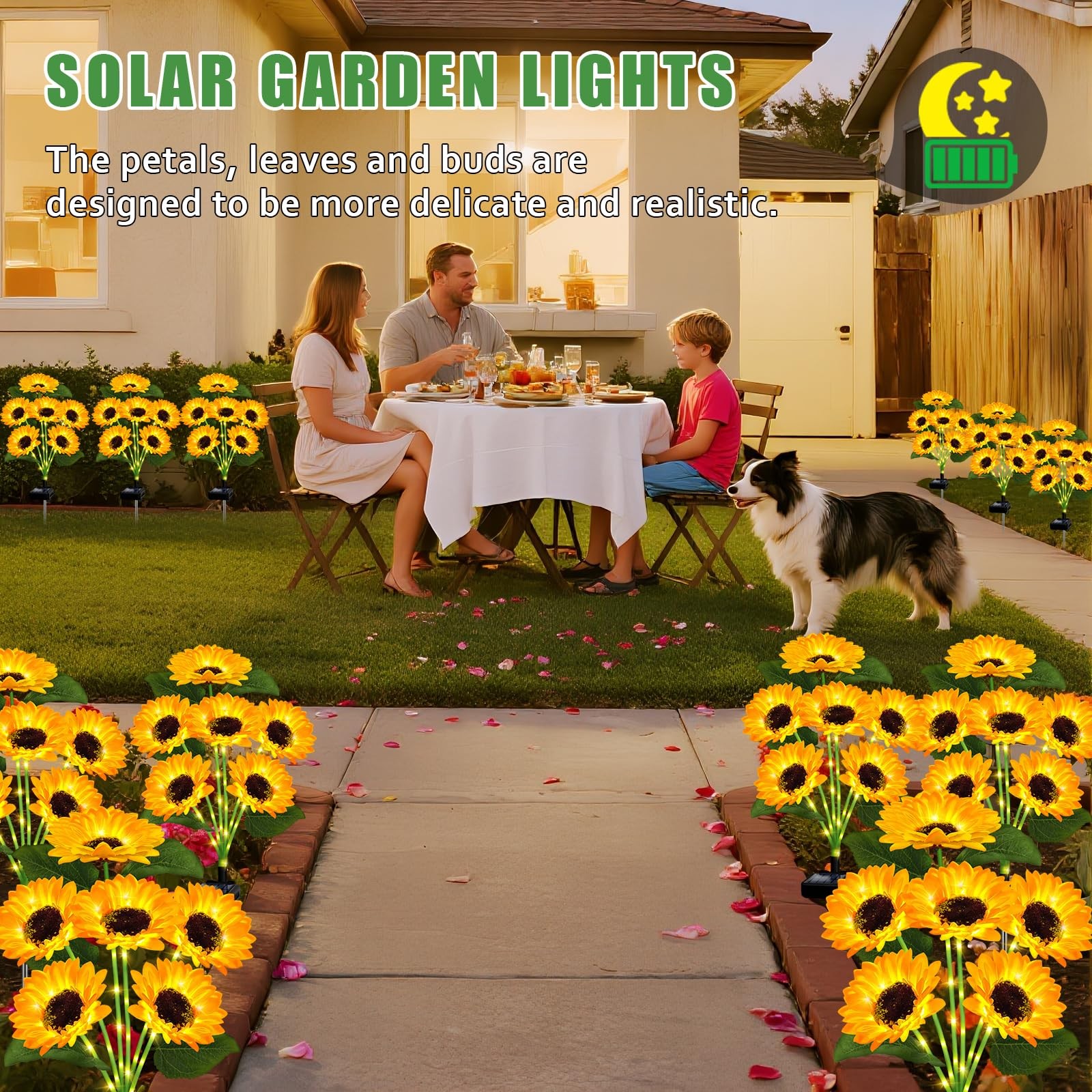 Outdoor Solar Garden Lights – 4 Pack Sunflower Waterproof Decorations