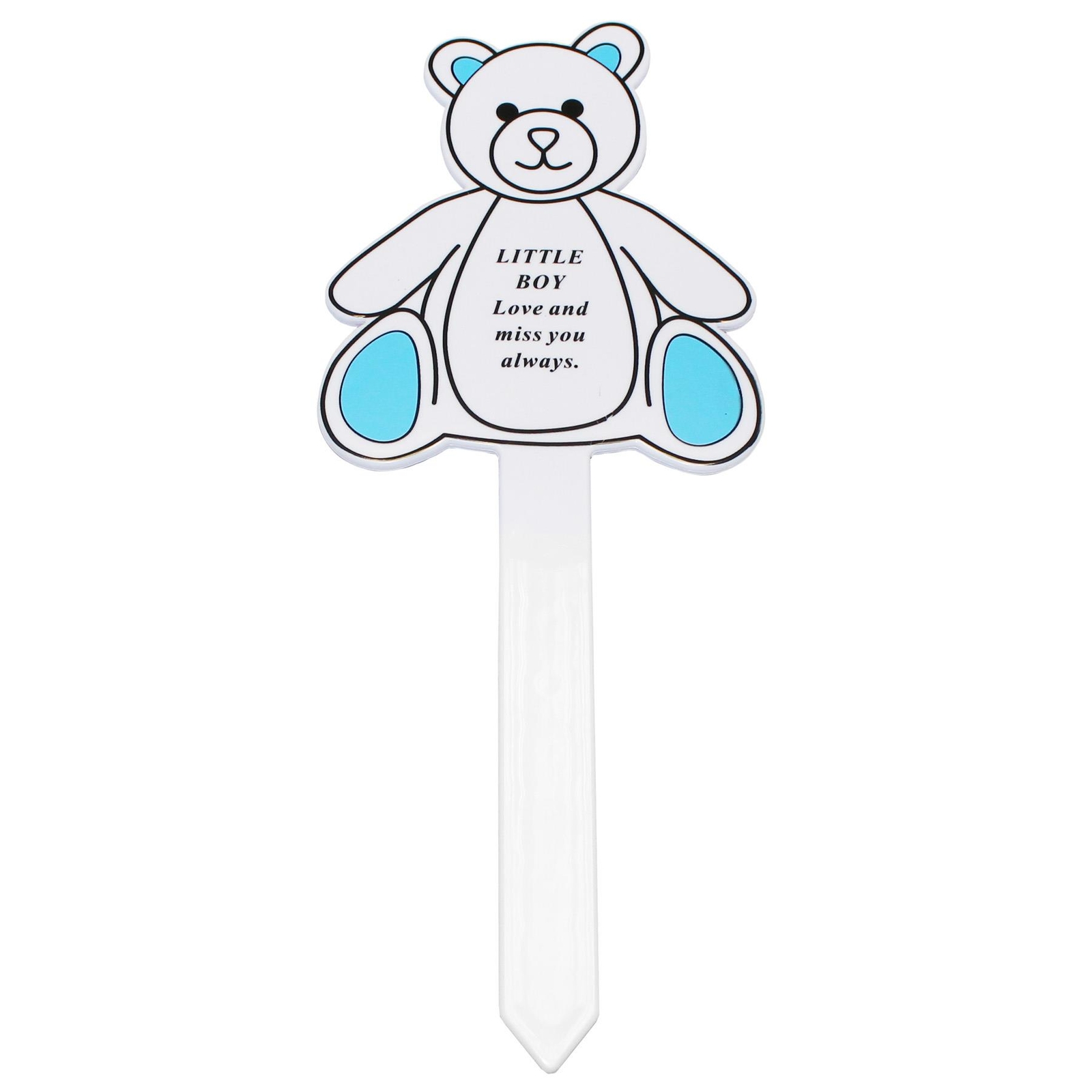 Graveside Memorial Teddy Bear Plaque Stake – Little Boy / Blue
