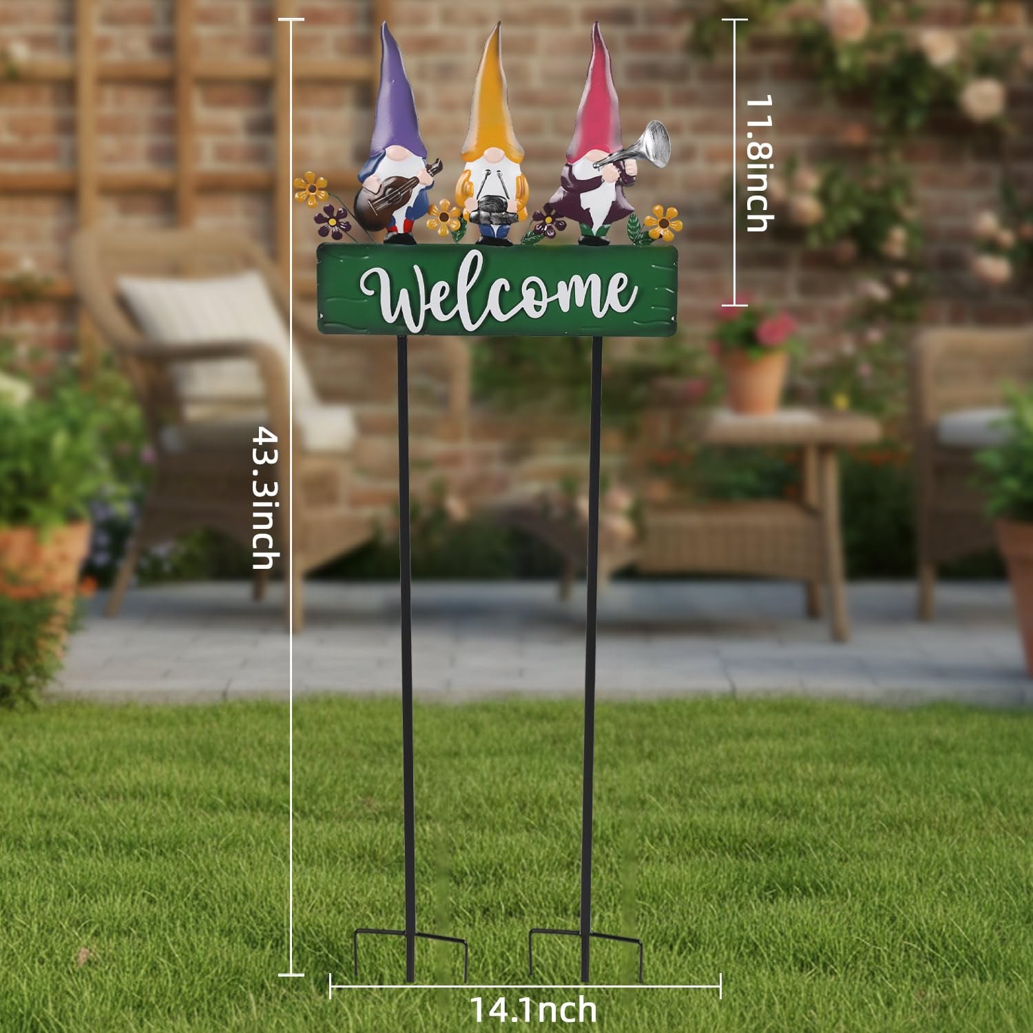 Spring Gnomes Decorations for Yard with Garden Welcome Sign, Large 43.3inch M…