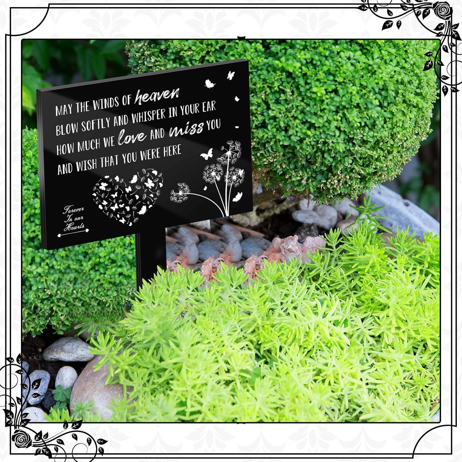 Memorial Remembrance Stakes Acrylic Square Grave Markers Plaque Cemetery Decorat