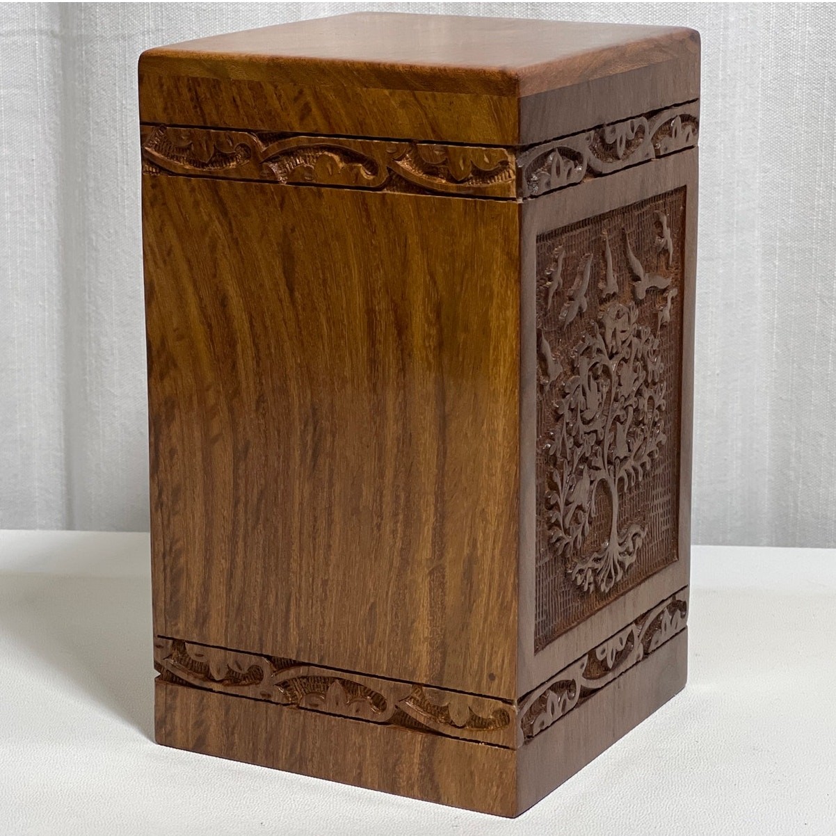 Handmade Rosewood Tree of Life Urn Ashes Container 8.5in x 5in x 5in NEW