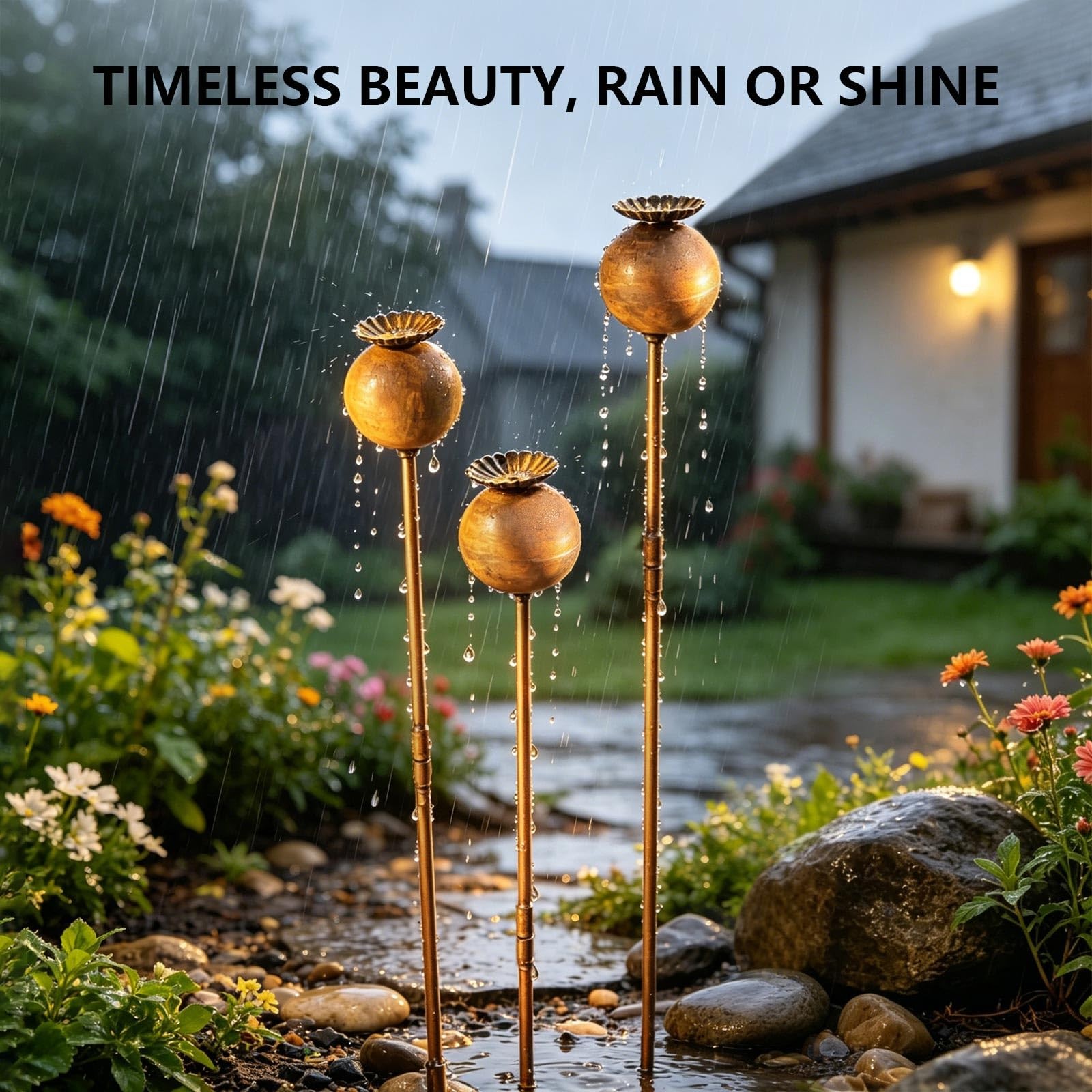 3 PCS Metal Flowers for Outside,23 Inch Large Garden Stakes Decorative,Flower…