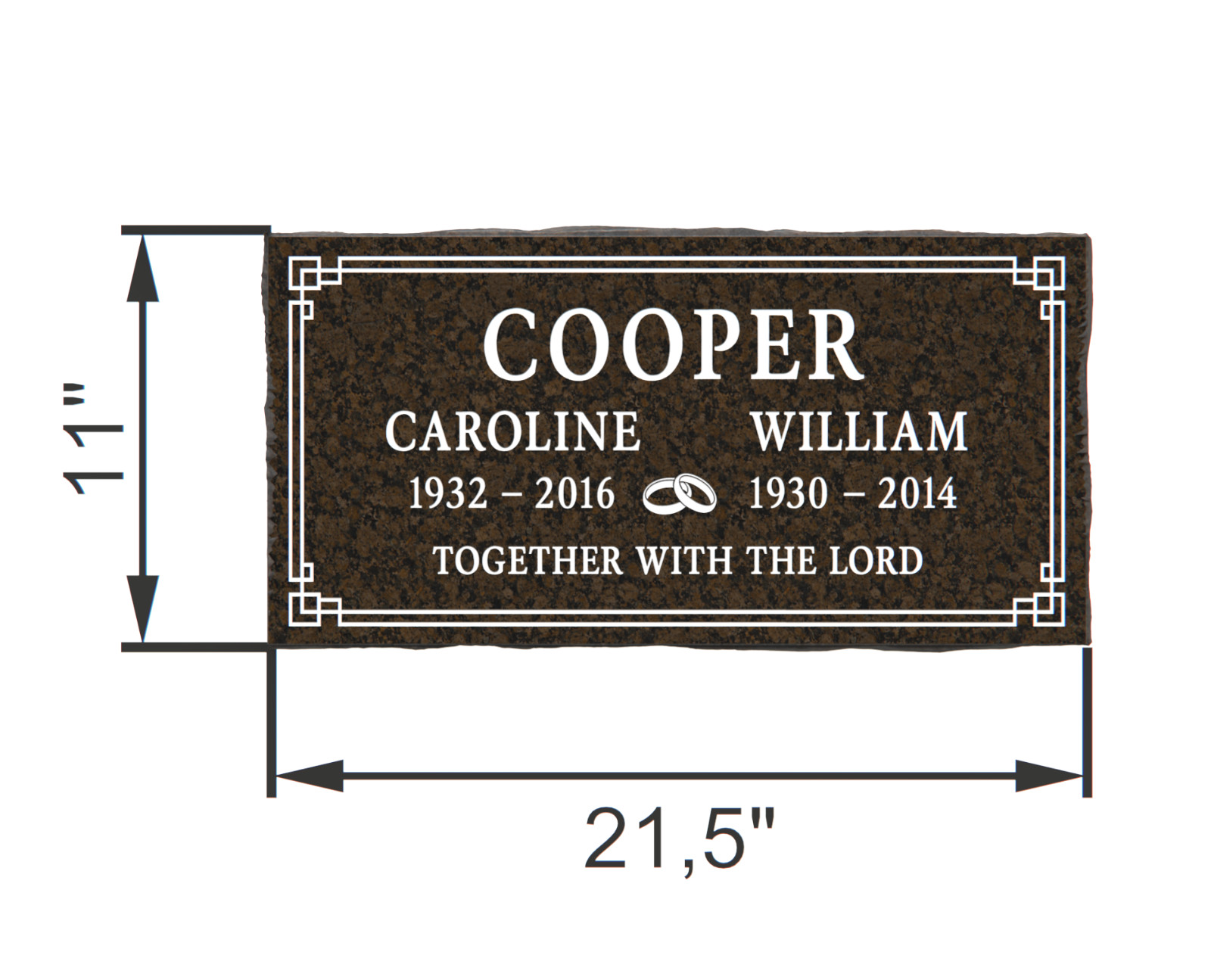 Custom Black Granite Companion Headstone 21.5x11x8 – Companion Memorial