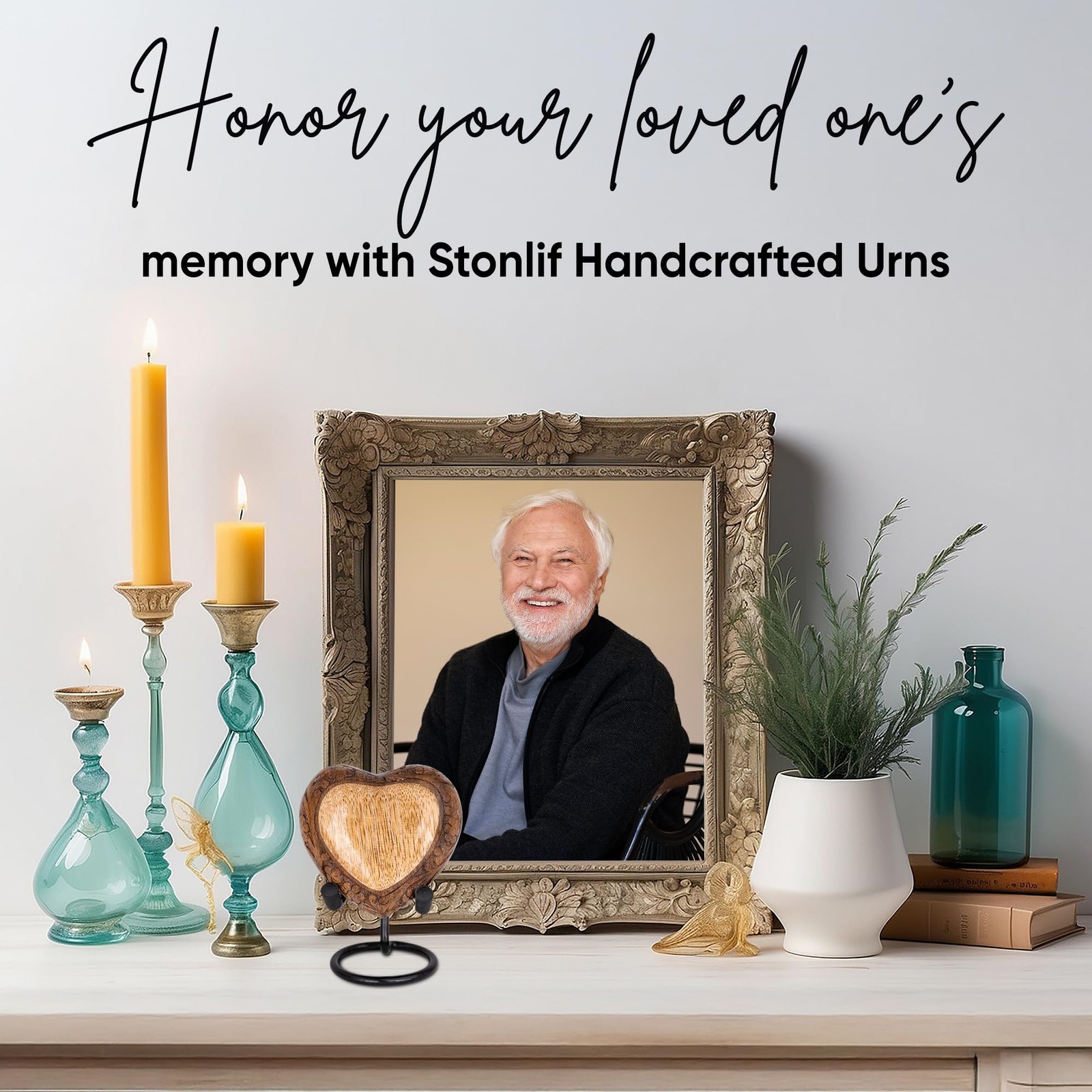 Heart Shaped Wooden Urns for Human Ashes – 3 Cubic Inches Black Thunderstorm