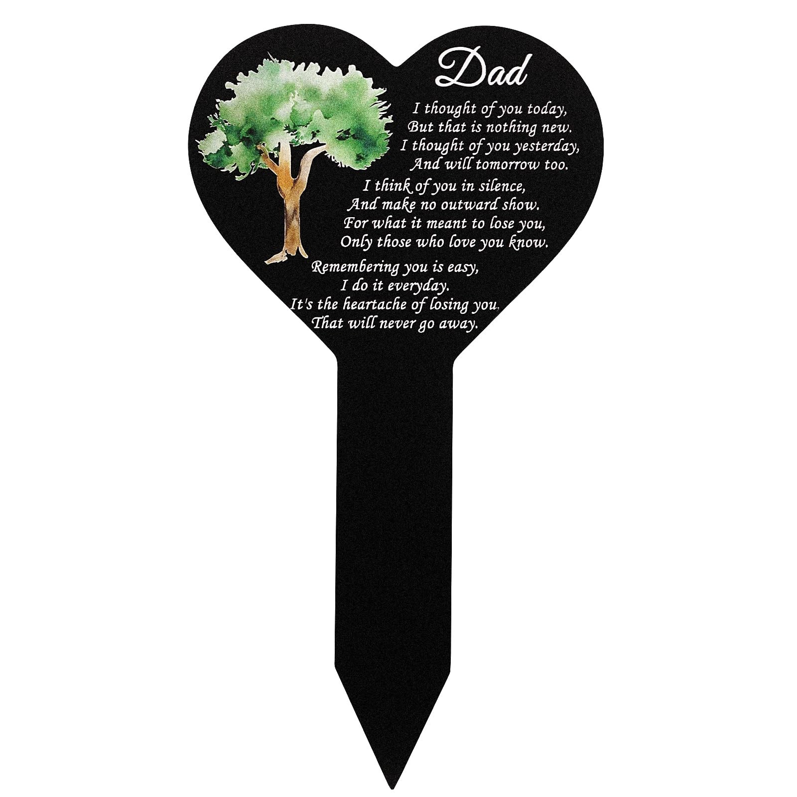 Metal Heart Cross Grave Marker Waterproof Dad Memorial Grave Stake Garden Rem…