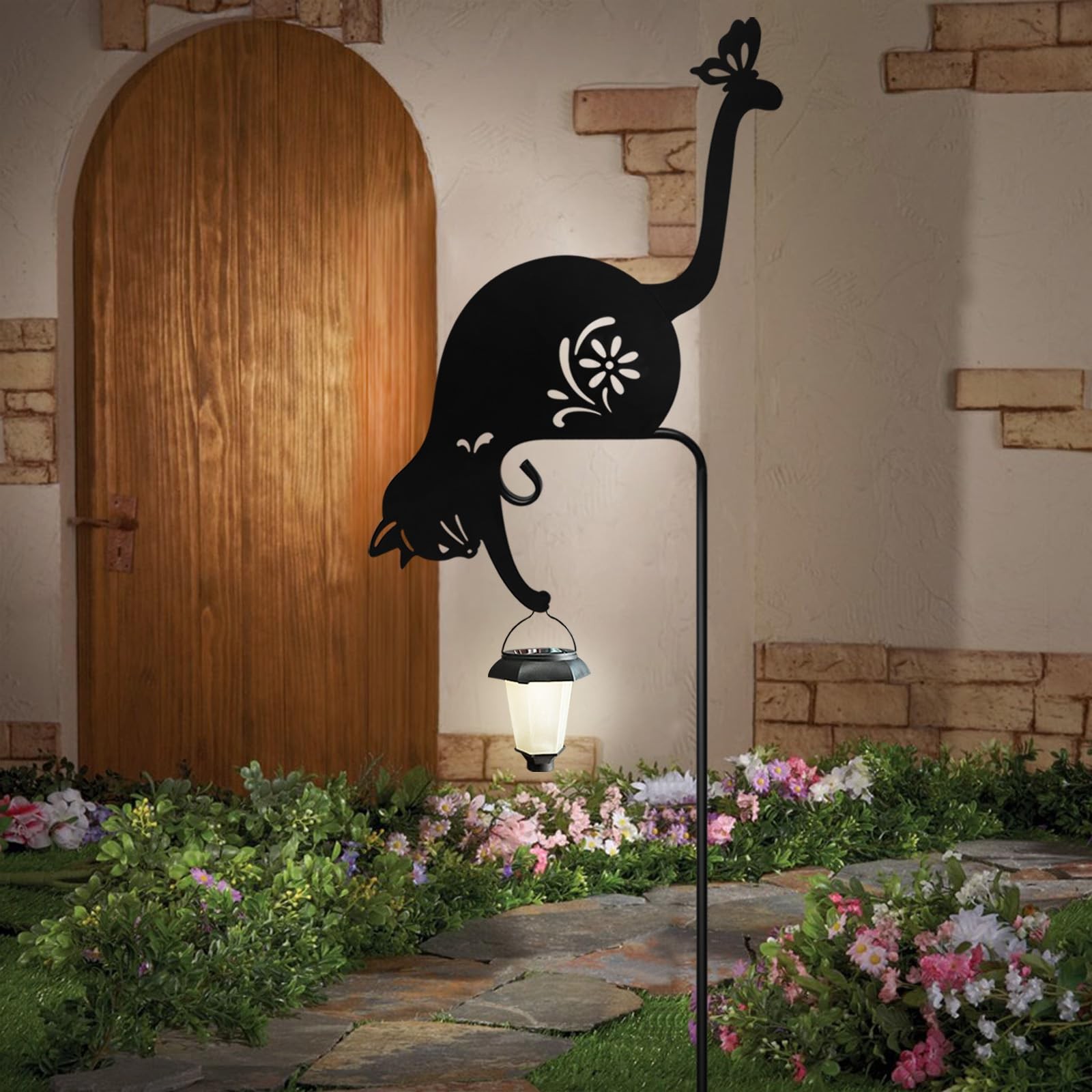 Hokfirm Cat Solar Lights Outdoor Garden, Black Cat Garden Statue,Black Cats O…
