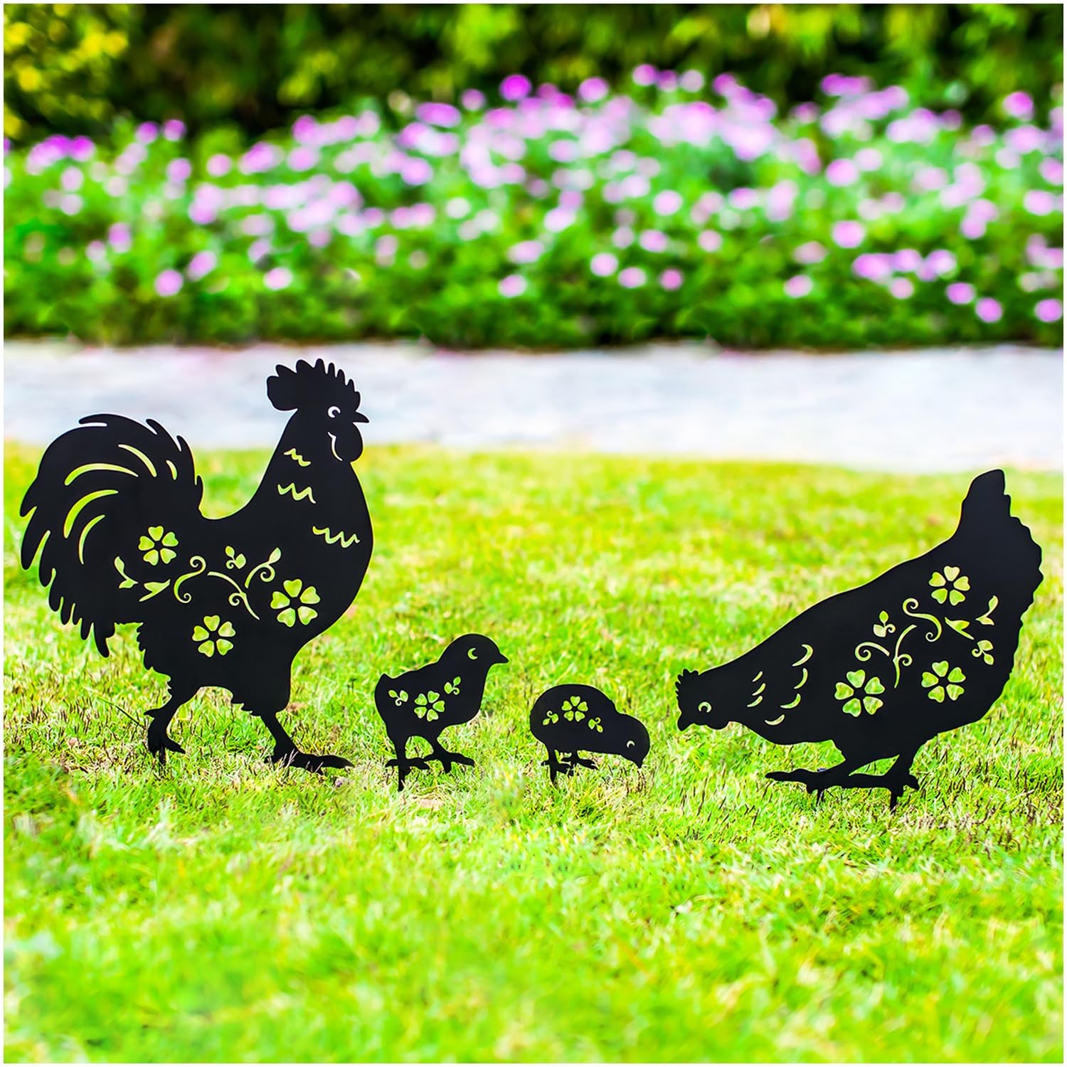 Decorative Chicken Metal Garden Stakes – Yard Art & Outdoor Decor Gifts