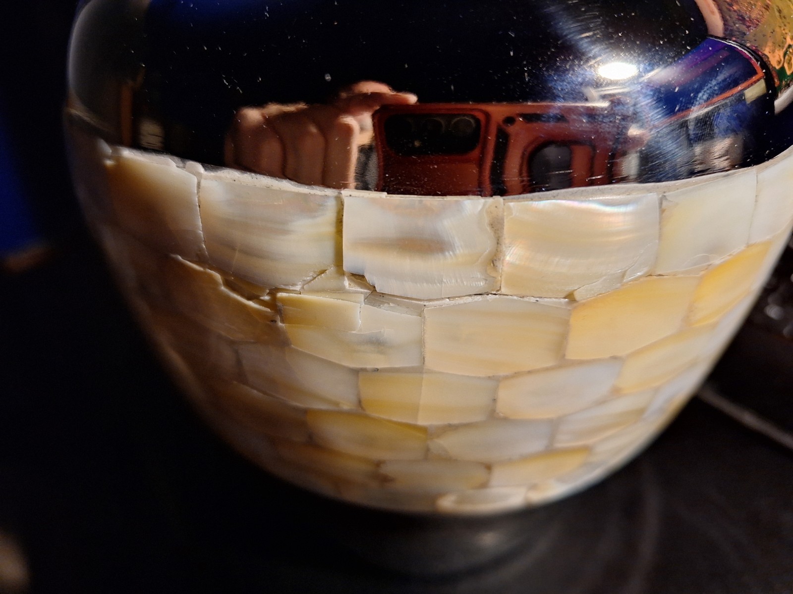 Silver Plated Brass Urn Vase Mother of Pearl Inlay 9″ Decorative As-Is damaged