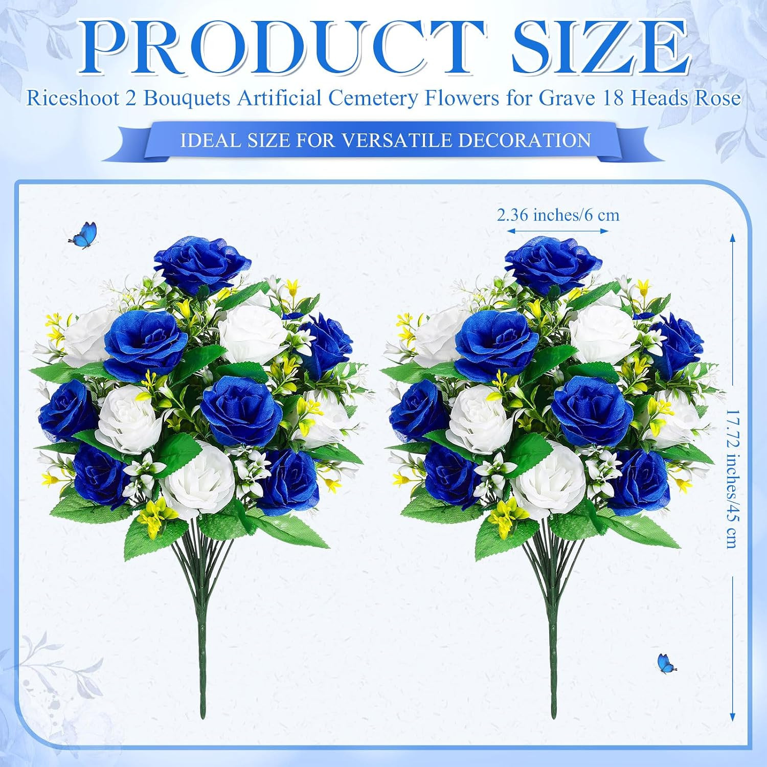 2 Bouquets Artificial Cemetery Flowers for Grave Memorial 18 Heads