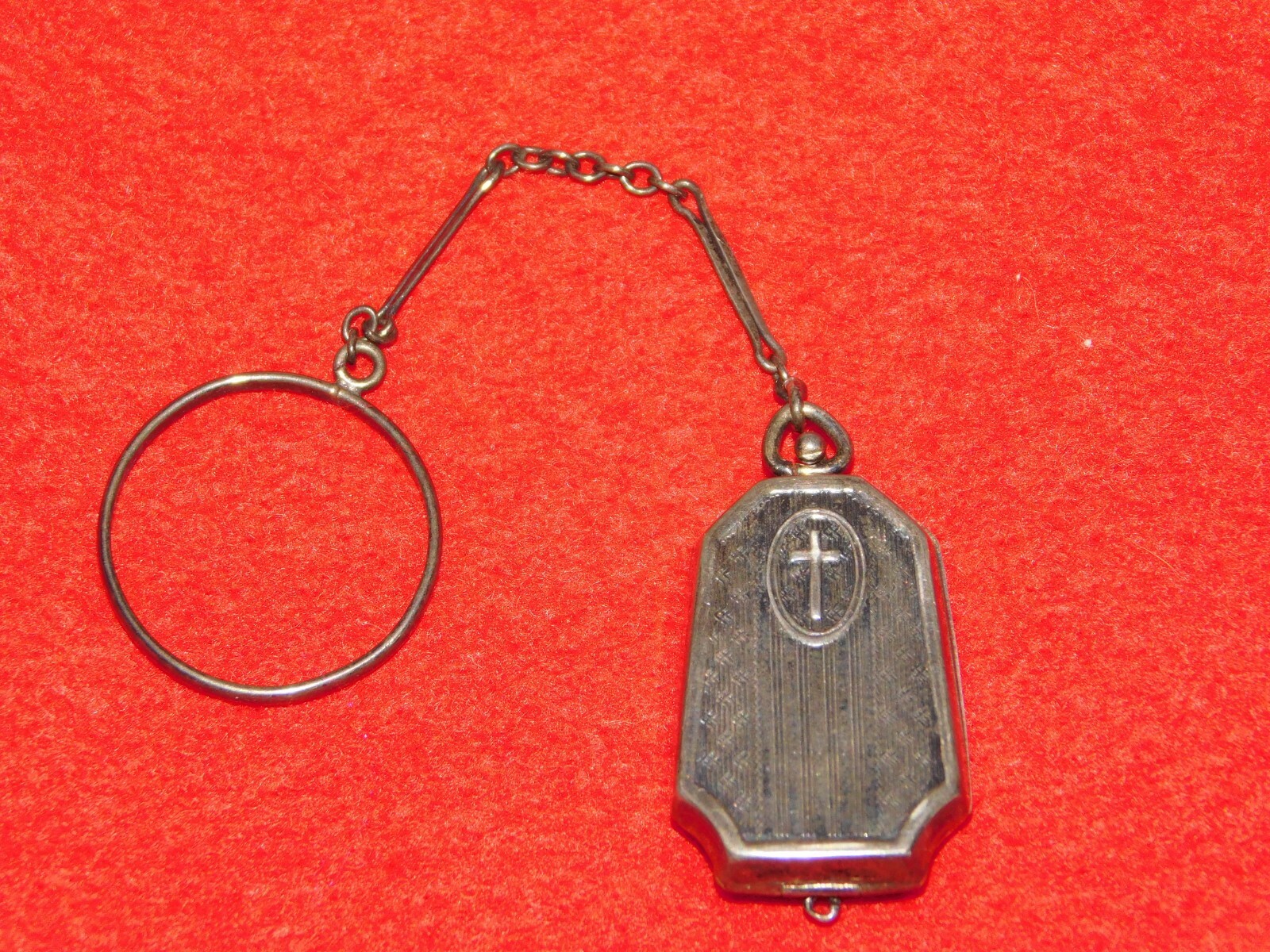 VINTAGE JEWELRY CREMATION OR HAIR 1″ HIGH STERLING SILVER CROSS COFFIN