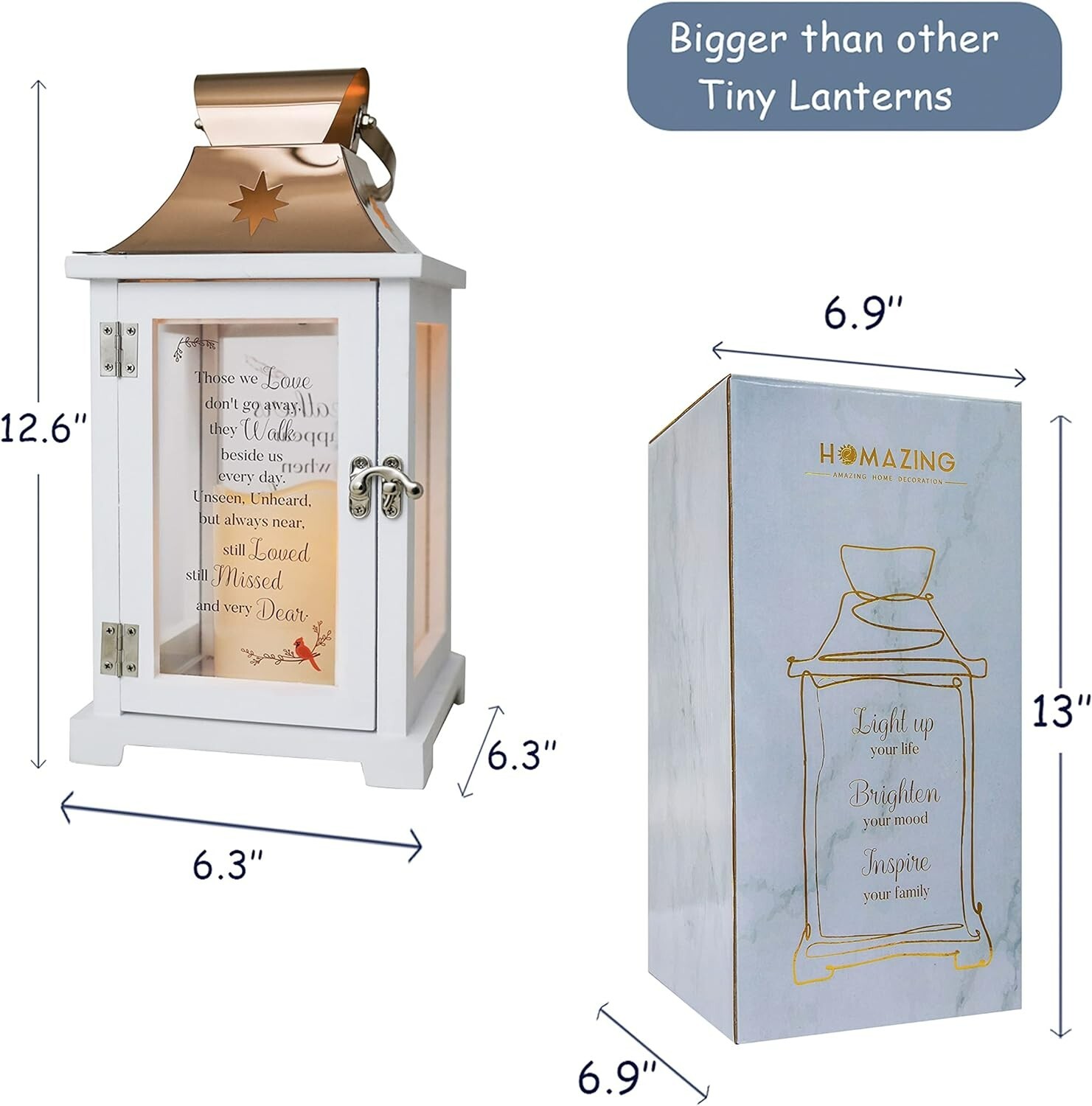 Large Cardinal Memorial Lantern – Sympathy Funeral Gifts – 12.6″ – Remembrance
