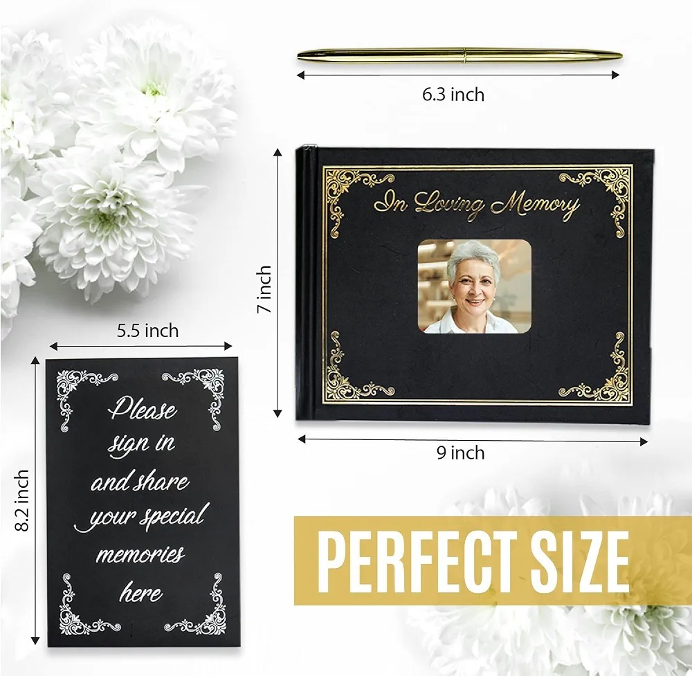 Funeral Guest Book for Memorial Service – Celebration of Life Sign in Book – Con