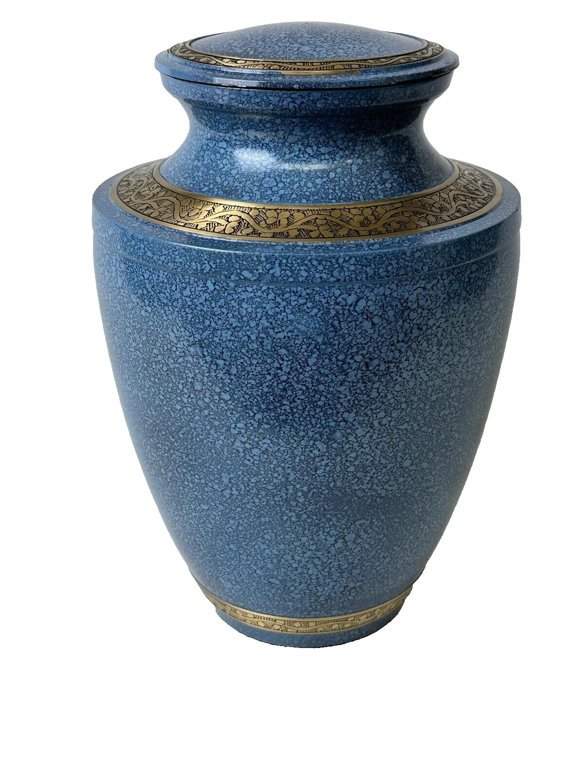 Elegant Solid Brass Blue Marble Gold Strip Urns – Handcrafted Memorial Urn