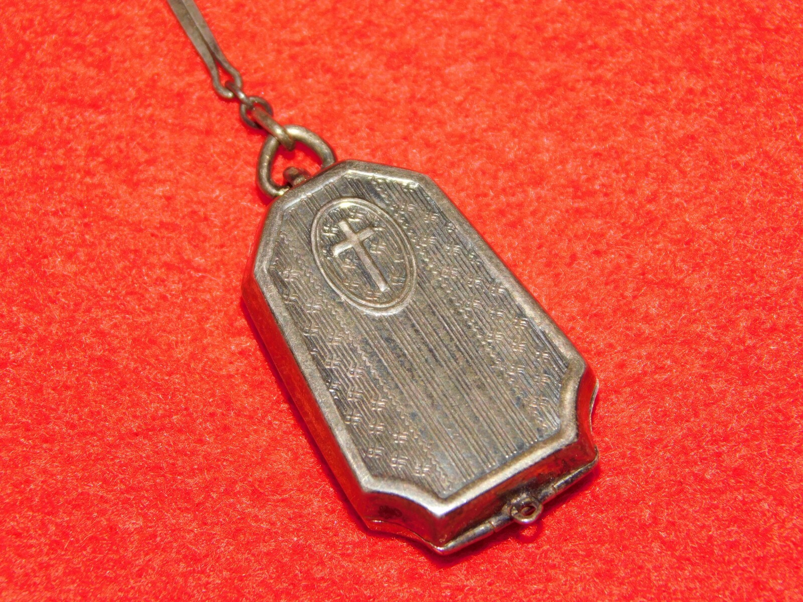 VINTAGE JEWELRY CREMATION OR HAIR 1″ HIGH STERLING SILVER CROSS COFFIN