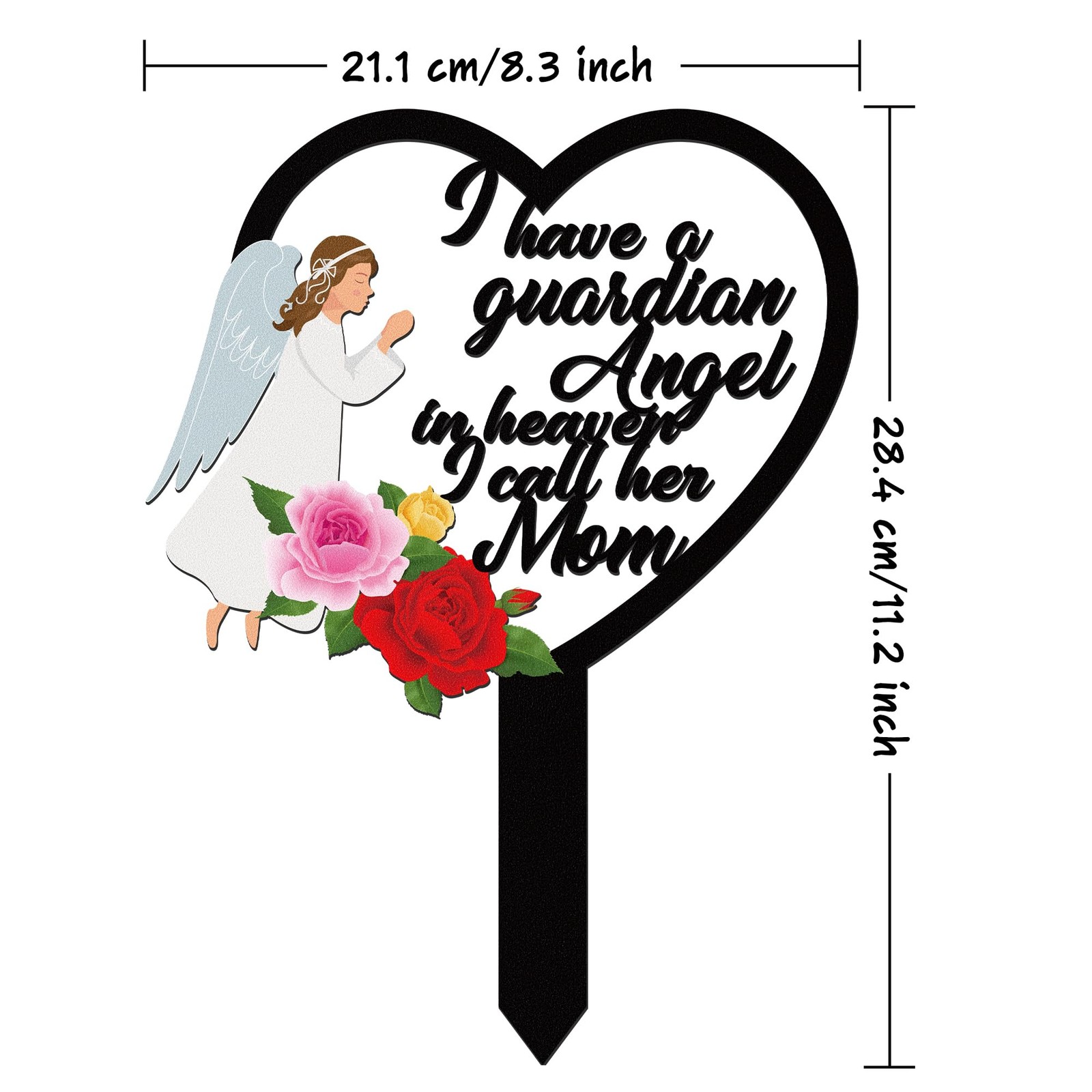 Stake Graves Cemetery Decorations Mom Metal Memorial Grave Marker Heart Plaque