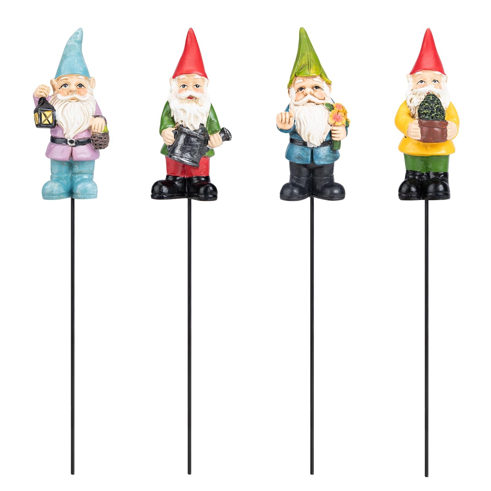 Gnomes Garden Stakes 1.4 Inch Plant Decorations for Pots Indoor Outdoor 4 Pac…