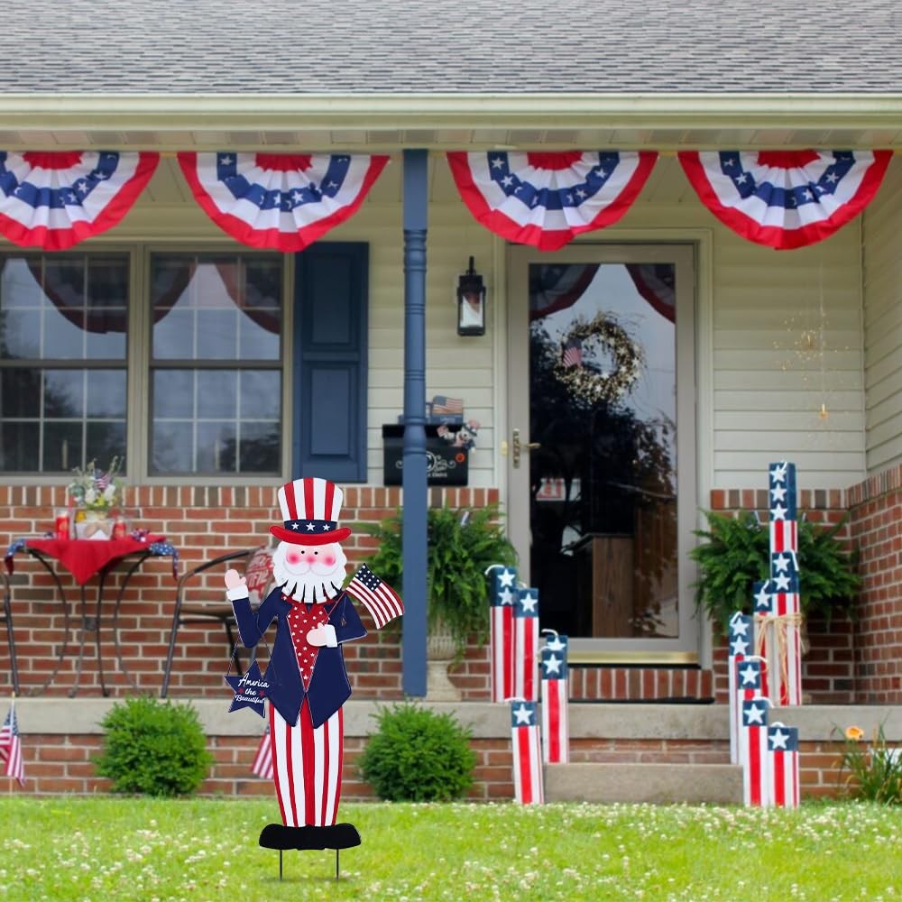 Patriotic Garden Stakes 4th of July Outdoor Decorations, Memorial Day Yard Art