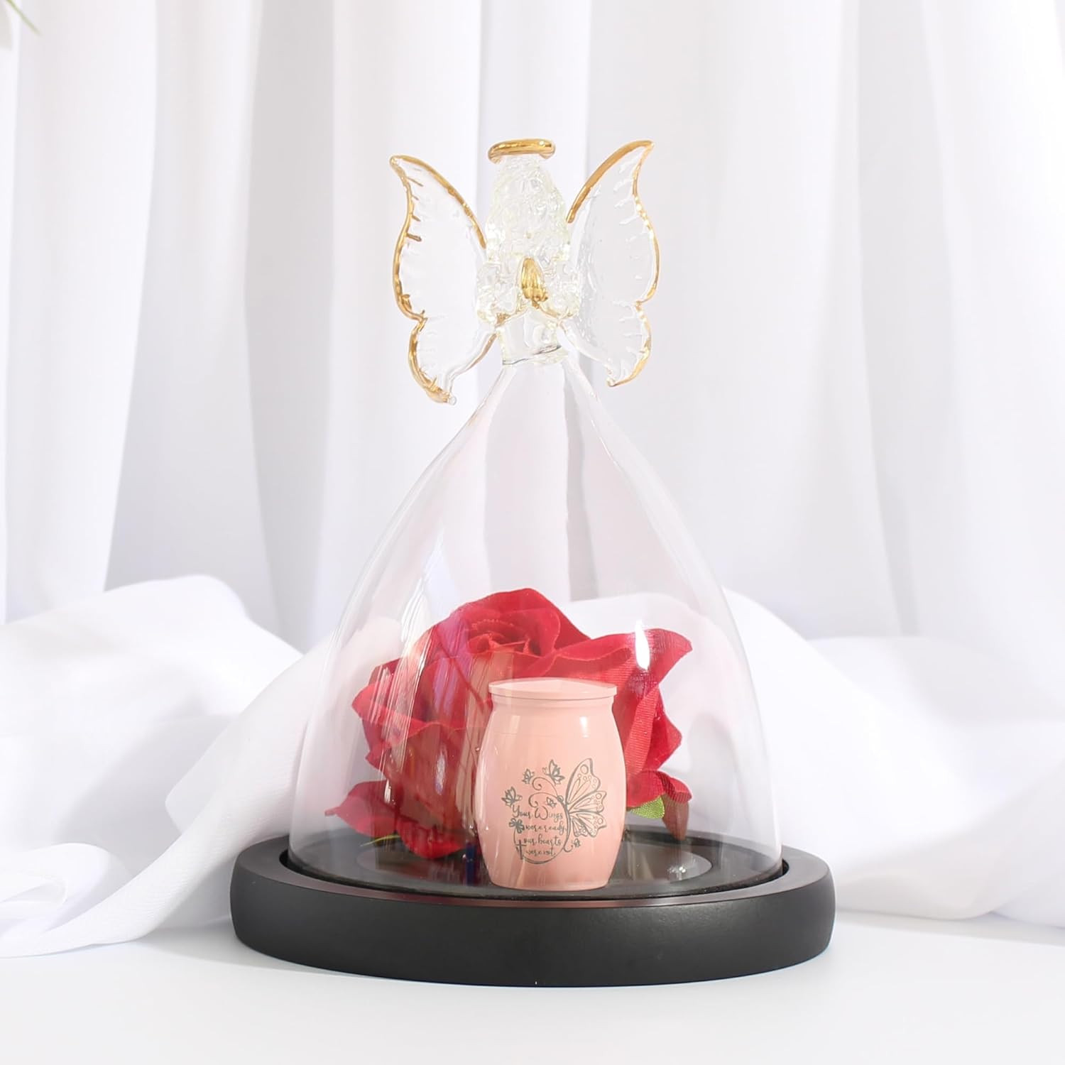 Butterfly Mini Urn,Small Urns for Human Ashes Keepsake,Glass Angel Figurine with