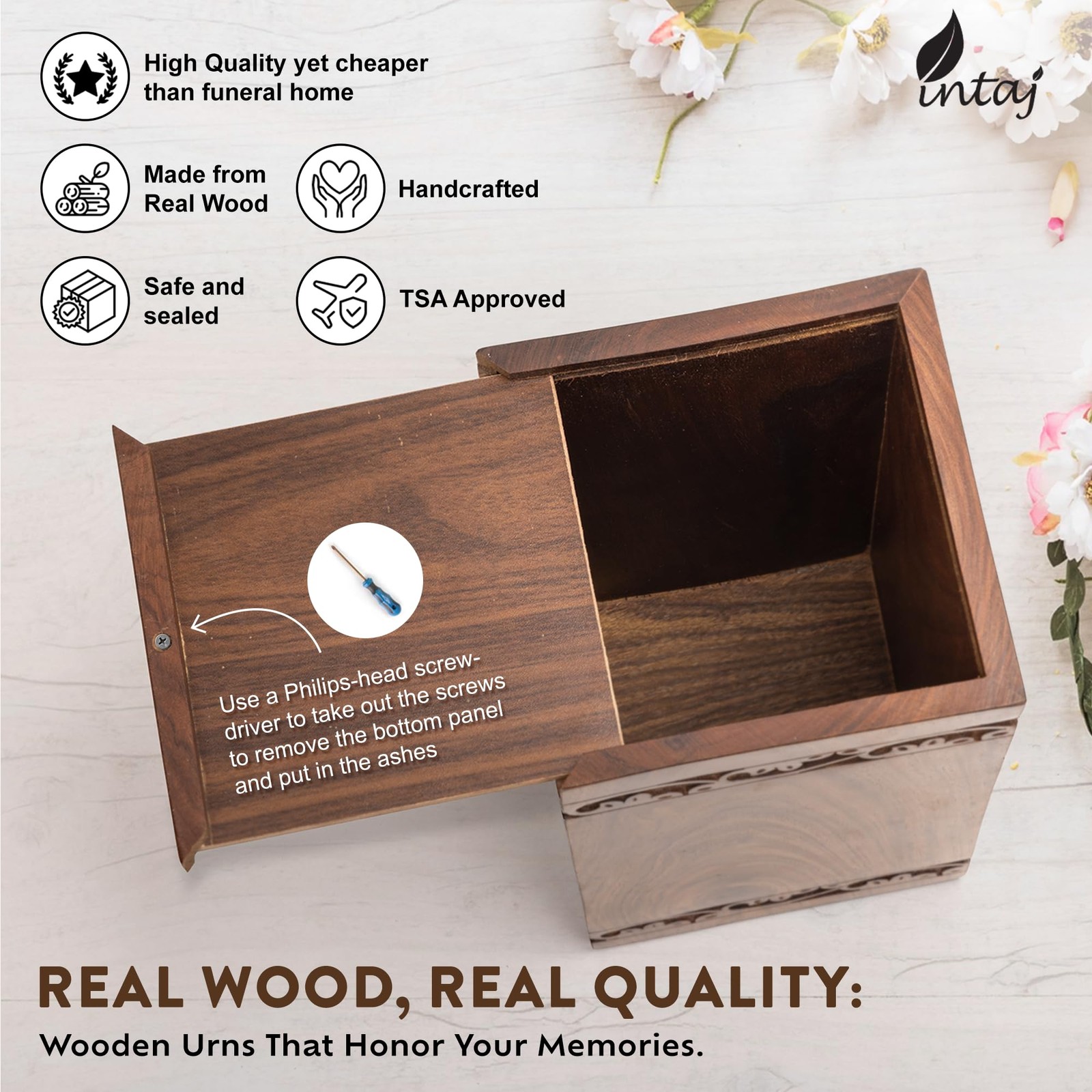 Cremation Urns for Ashes – Wooden Tree of Life Urn Box for Adults & Pets