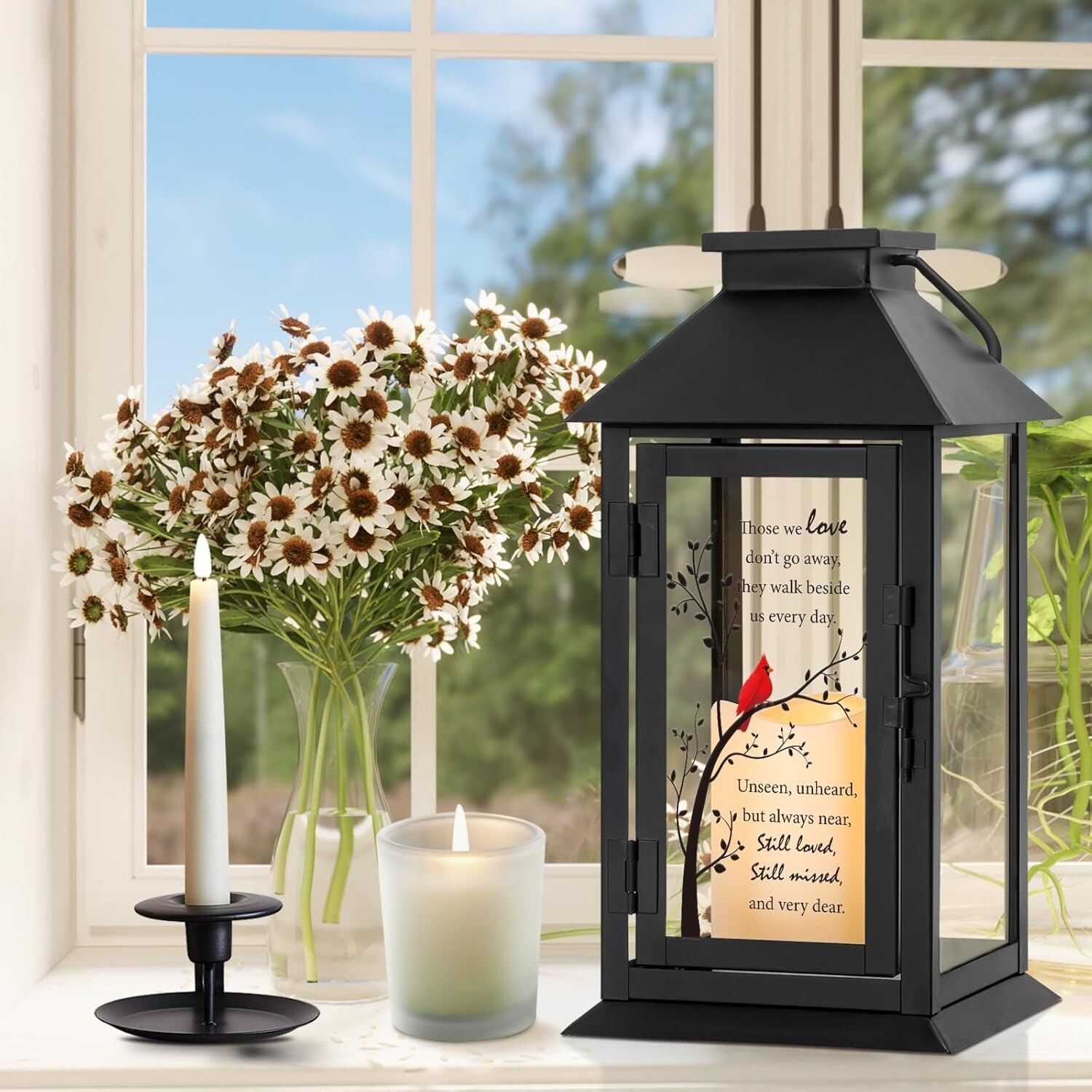 Sympathy Gift Lantern with Flameless LED Candle & Remote Control – Memory Keeper