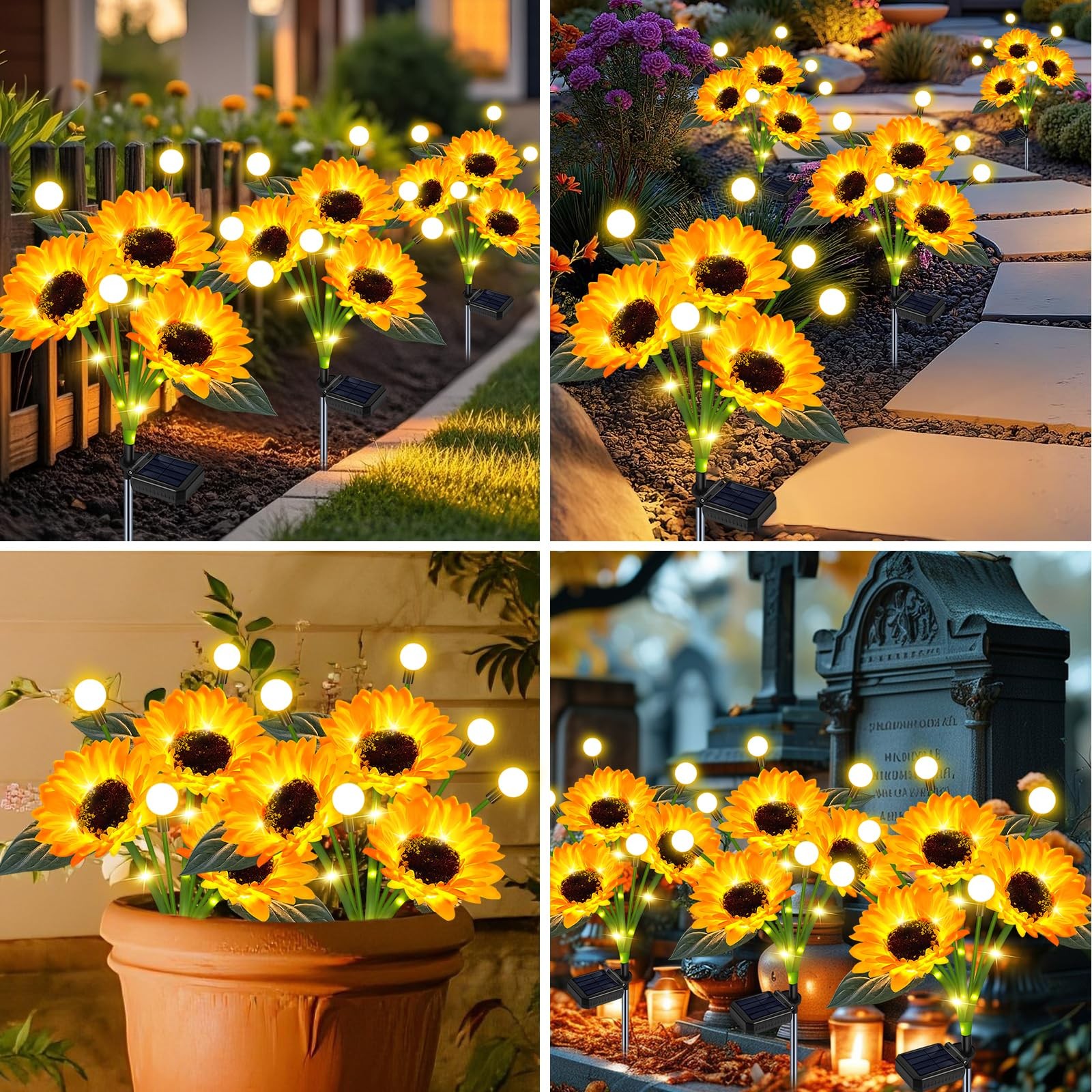 6 Pack Sunflower with Firefly Lights,Solar Lights Outdoor Garden Decor,Solar …