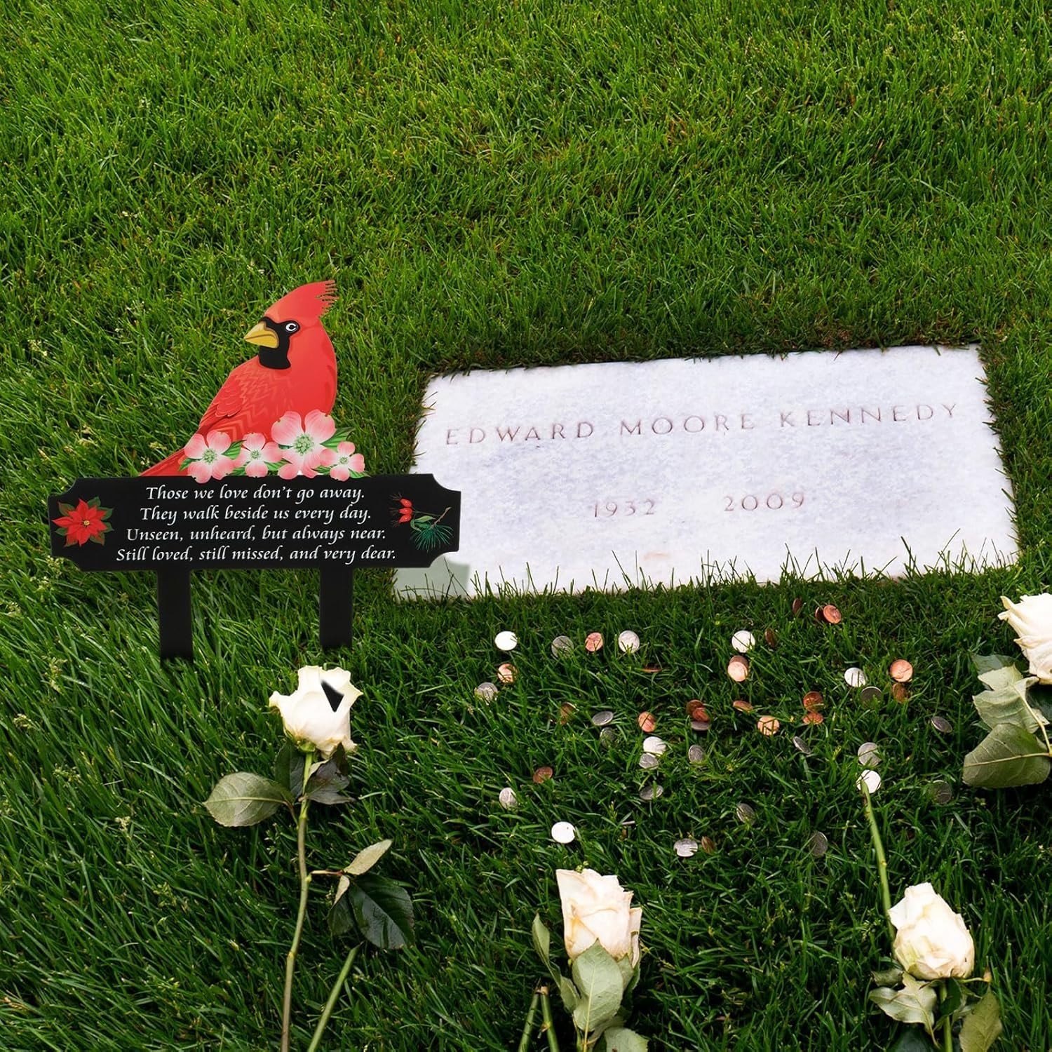 Cardinal Grave Decoration Loss of Mother Father for Cemetery Metal Memorial Stak