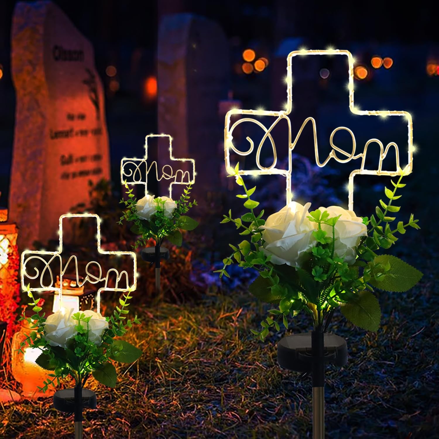 Cemetery Grave Decorations Mom Rose Color Grave Marker Memorial Gift for Mom