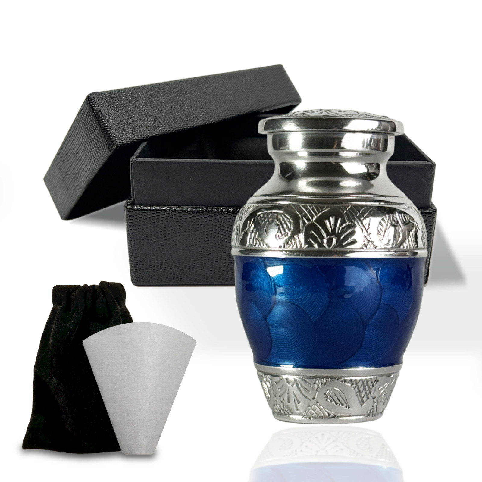 Handcrafted 3 Inch Small Urn for Human Ashes Keepsake-Navy Blue Mini Urns