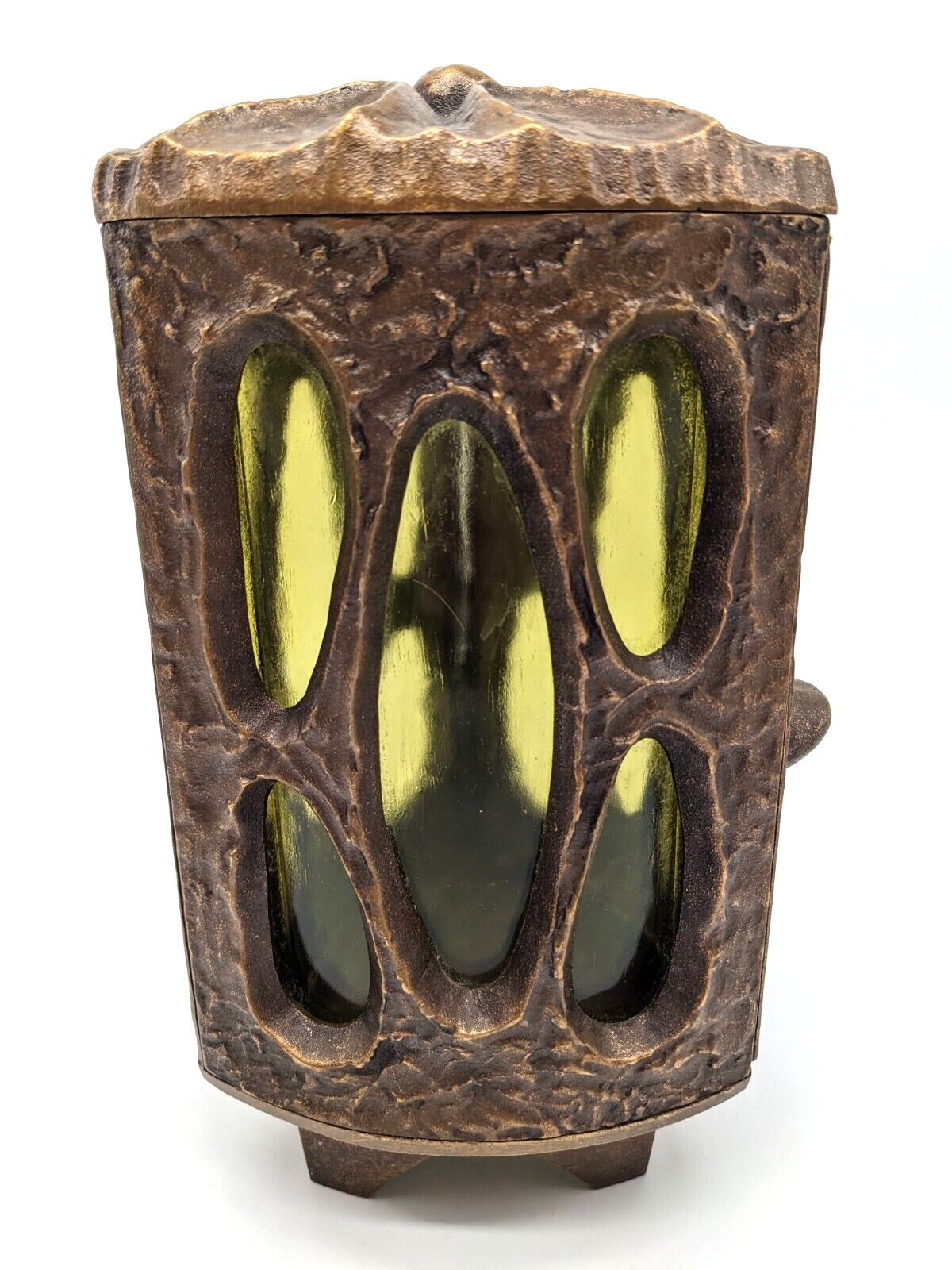Bronze Grave Light Lamp Cemetary Headstone Memorial Candle Stained Glass
