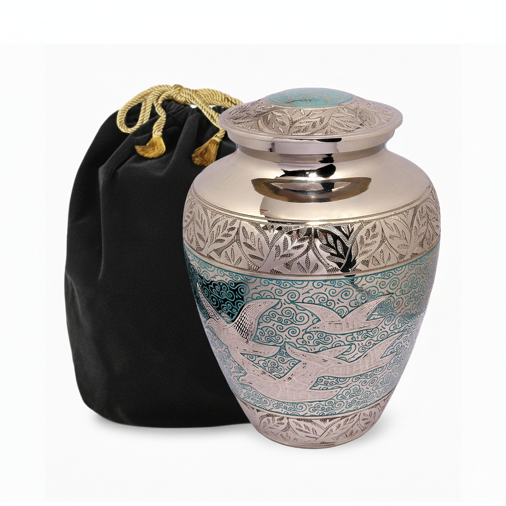 Large Solid Brass Cremation Urn for Human Ashes Handcrafted Funeral Memorial Urn