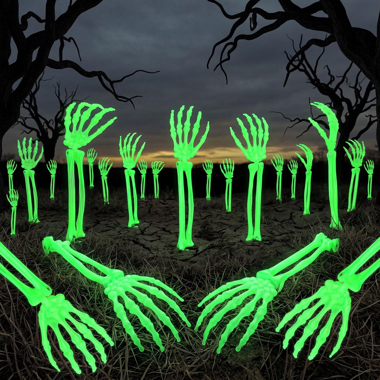 12 Pcs Halloween Luminous Skeleton Arm Decorations Glow in the Dark Realistic…