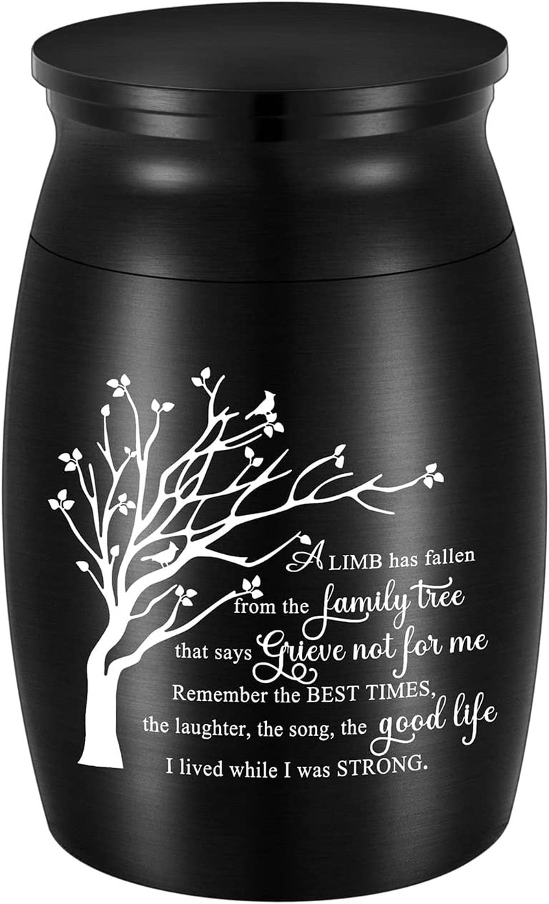 3 Inch Small Aluminum Mini Urn for Ashes – Tree of Life Design – Keepsake for Hu