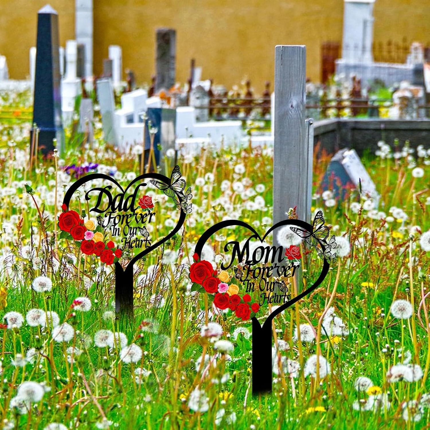 Heart Memorial Plaque Grave Markers Mom-B Color Sympathy Cemetery Markers