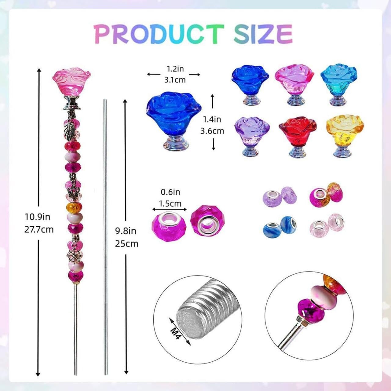 140Pcs DIY Fairy Wand Beaded Garden Stakes Kit Fairy Wands Kit for Different …